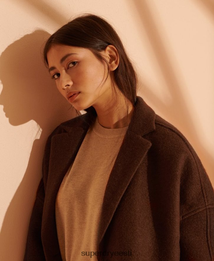 Superdry naised piiratud koguses õngejadaga villane mantel B2LT45573 Riietus tan