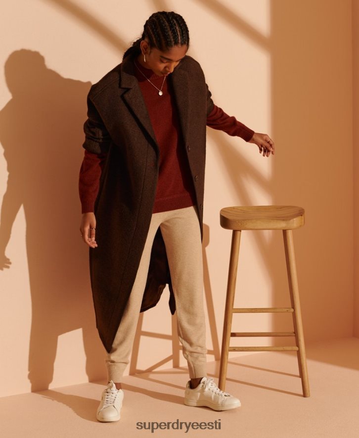 Superdry naised piiratud koguses õngejadaga villane mantel B2LT45715 Riietus pruun