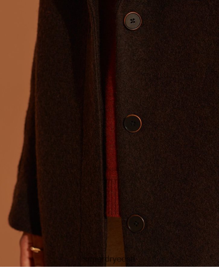 Superdry naised piiratud koguses õngejadaga villane mantel B2LT45715 Riietus pruun