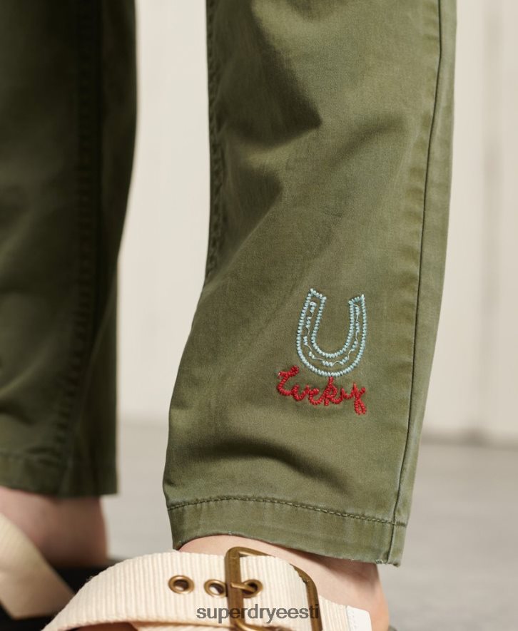 Superdry naised õhukesed kaubapüksid B2LT42609 Riietus roheline