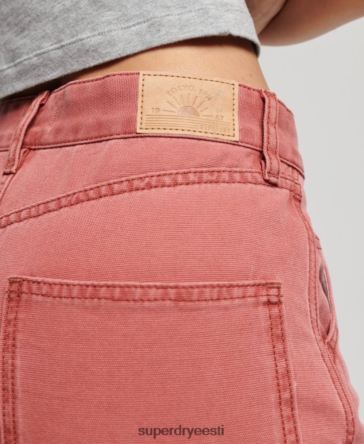Superdry naised laia säärega puusepapüksid B2LT42575 Riietus punane