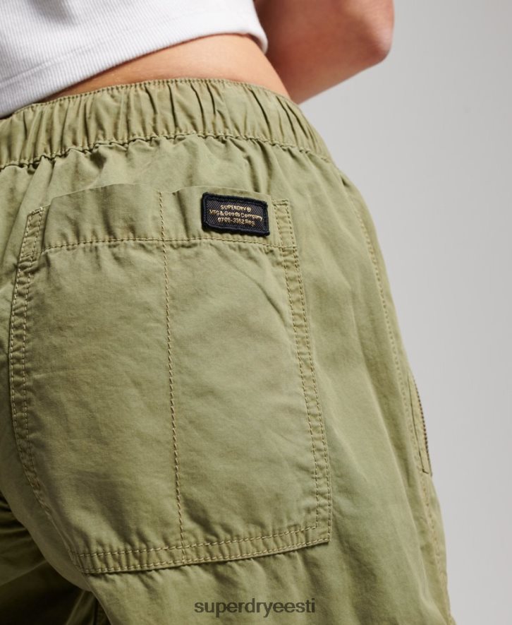 Superdry naised madala kõrgusega laia säärega püksid B2LT42015 Riietus roheline