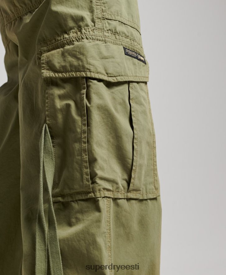 Superdry naised madala kõrgusega laia säärega püksid B2LT42015 Riietus roheline