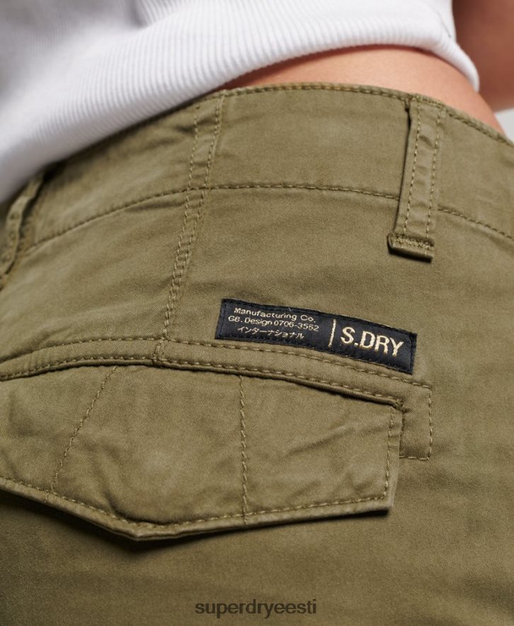 Superdry naised orgaanilisest puuvillast õhukesed cargo püksid B2LT42569 Riietus roheline