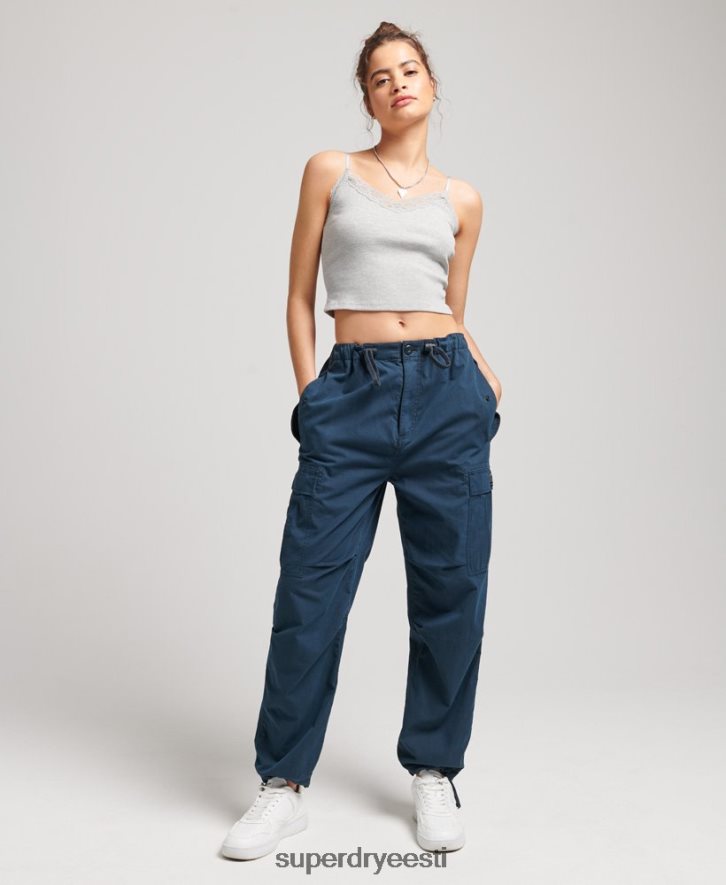 Superdry naised orgaanilisest puuvillast langevarjuga käepidemega püksid B2LT42600 Riietus merevägi