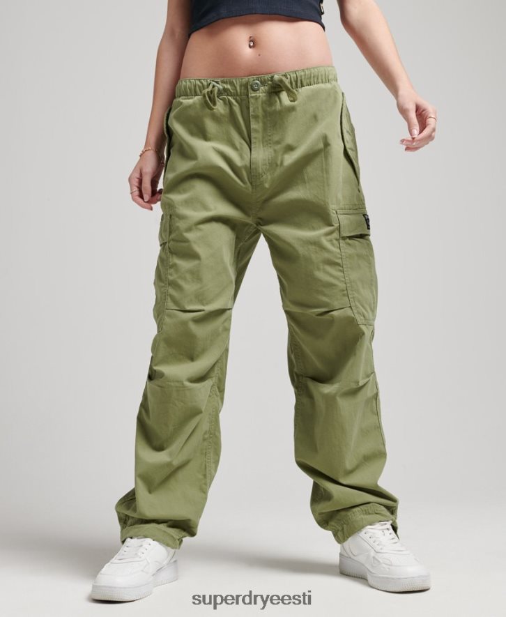Superdry naised orgaanilisest puuvillast langevarjuga käepidemega püksid B2LT42607 Riietus khaki
