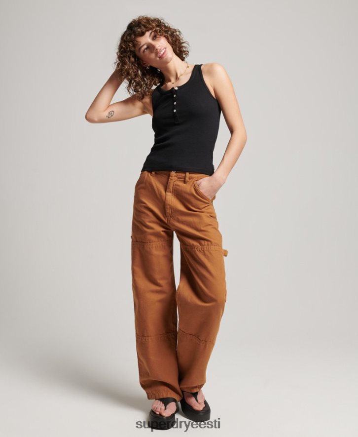 Superdry naised orgaanilisest puuvillast vintage laiad puusepapüksid B2LT42561 Riietus pruun