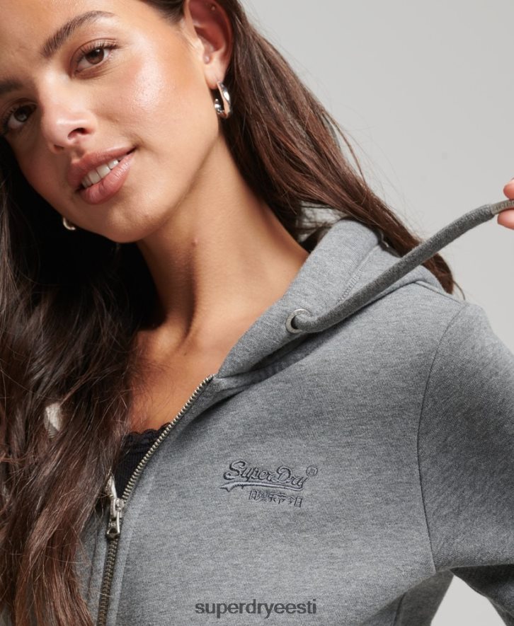 Superdry naised Orgaanilisest puuvillast essentsiaalne logoga tõmblukuga kapuuts B2LT43303 Riietus hall