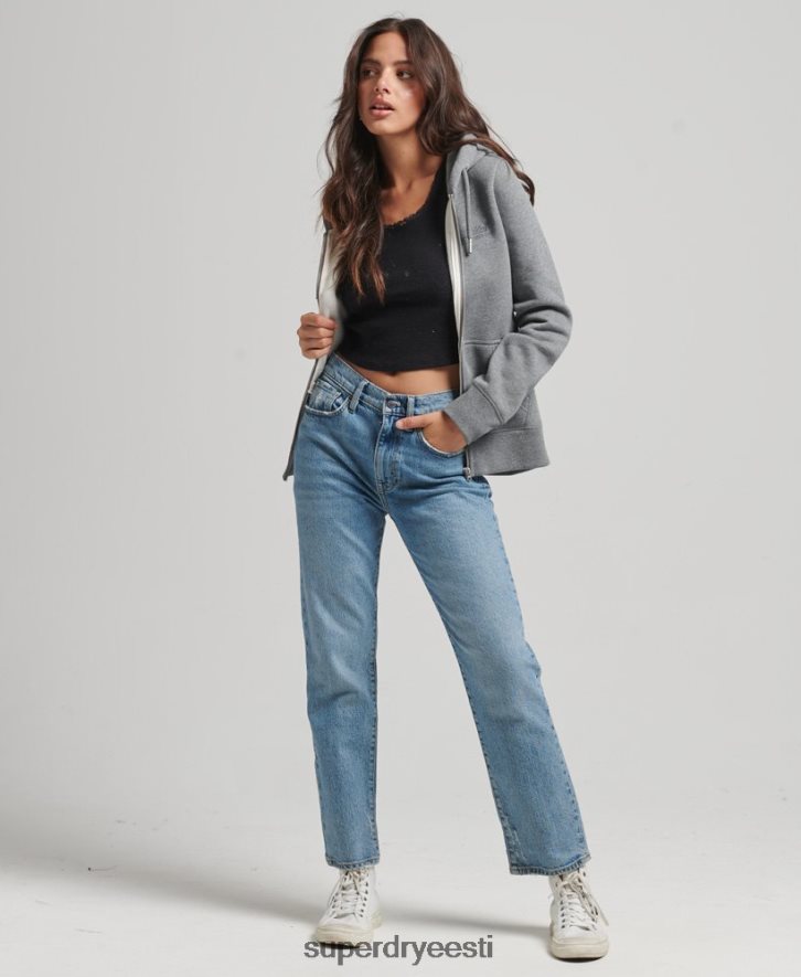 Superdry naised Orgaanilisest puuvillast essentsiaalne logoga tõmblukuga kapuuts B2LT43303 Riietus hall