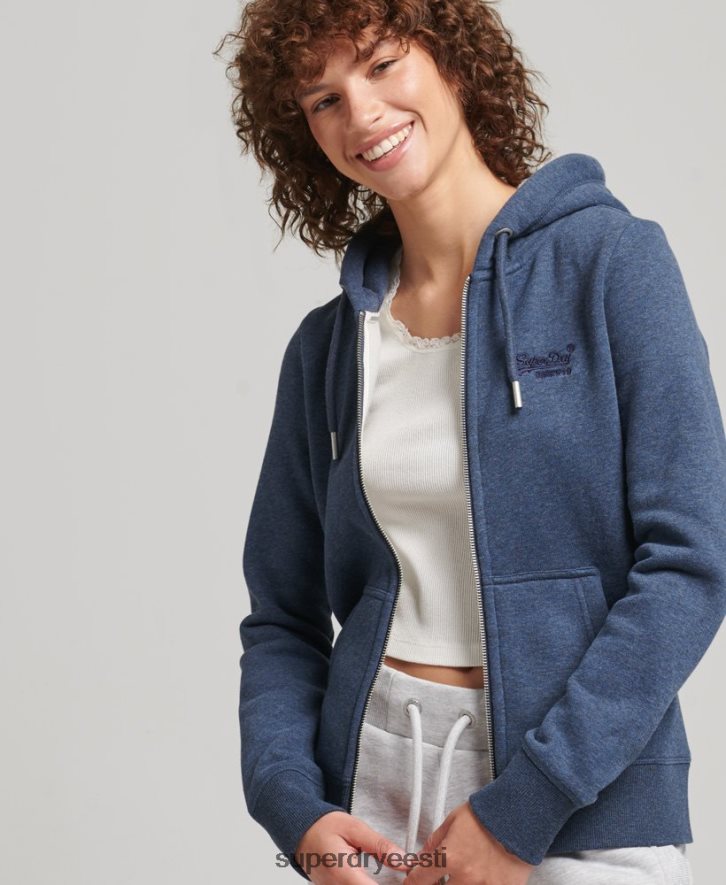 Superdry naised Orgaanilisest puuvillast essentsiaalne logoga tõmblukuga kapuuts B2LT43379 Riietus merevägi
