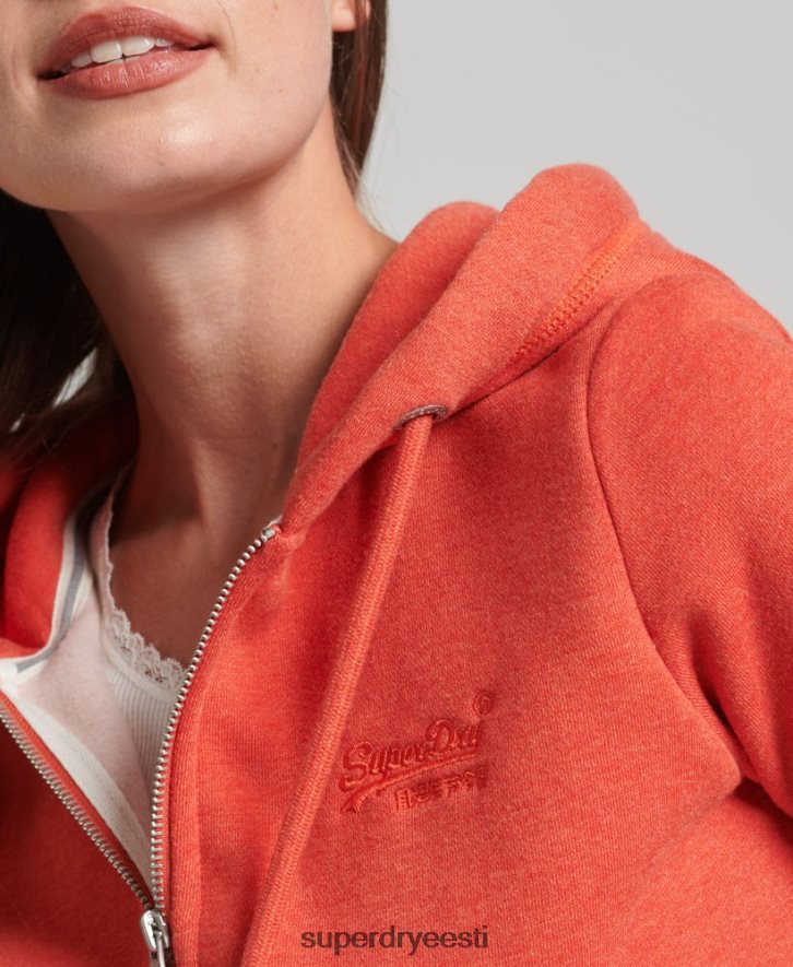 Superdry naised Orgaanilisest puuvillast essentsiaalne logoga tõmblukuga kapuuts B2LT45744 Riietus oranž