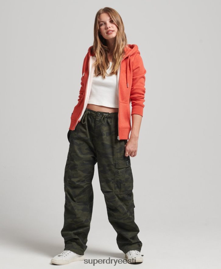Superdry naised Orgaanilisest puuvillast essentsiaalne logoga tõmblukuga kapuuts B2LT45744 Riietus oranž