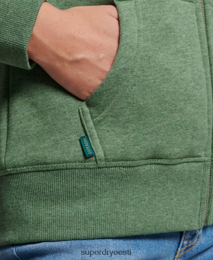 Superdry naised Orgaanilisest puuvillast essentsiaalne logoga tõmblukuga kapuuts B2LT45957 Riietus roheline