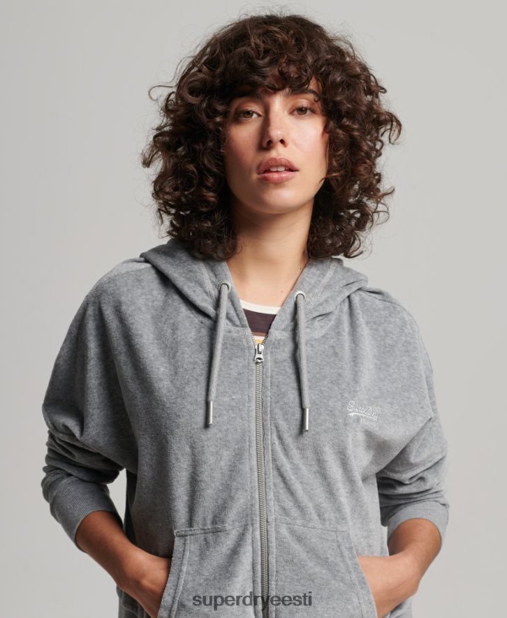 Superdry naised Orgaanilisest puuvillast vintage logoga veluur lukuga kapuuts B2LT42197 Riietus hall