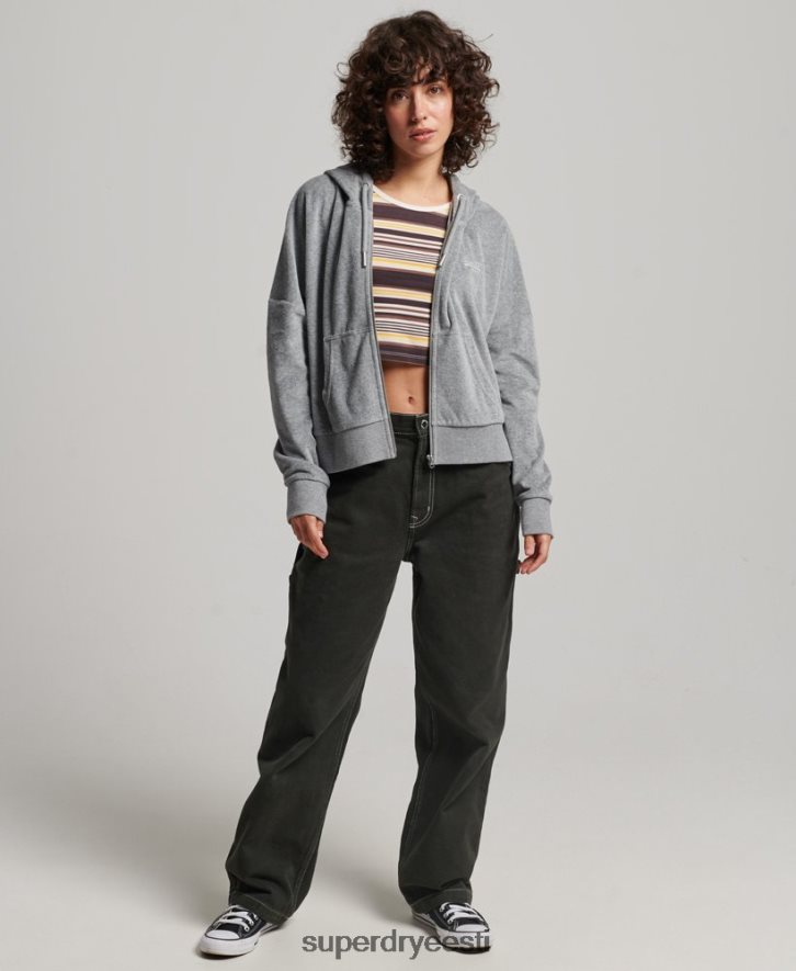 Superdry naised Orgaanilisest puuvillast vintage logoga veluur lukuga kapuuts B2LT42197 Riietus hall