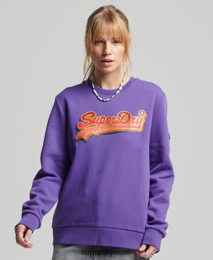 Superdry naised Vintage logoga hooajaline meeskonna dressipluus B2LT43460 Riietus lilla