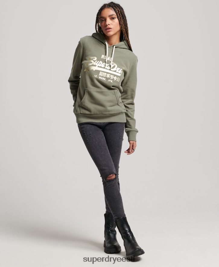 Superdry naised Vintage logoga kaunistatud kapuuts B2LT43276 Riietus roheline