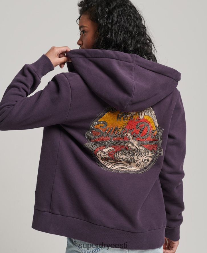 Superdry naised Vintage logoga kaunistatud lukuga kapuuts B2LT43305 Riietus lilla