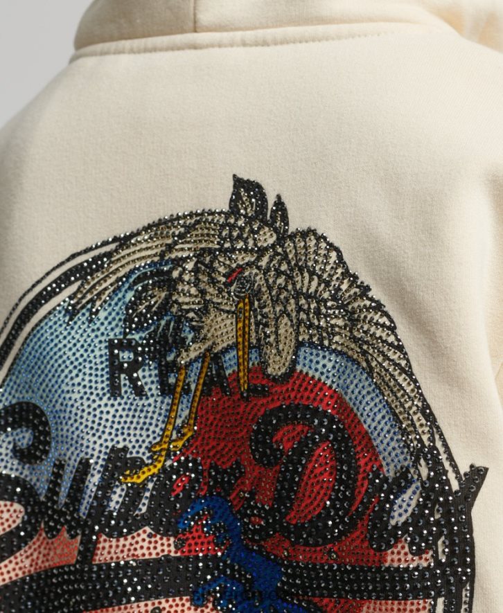 Superdry naised Vintage logoga kaunistatud lukuga kapuuts B2LT43330 Riietus kreem