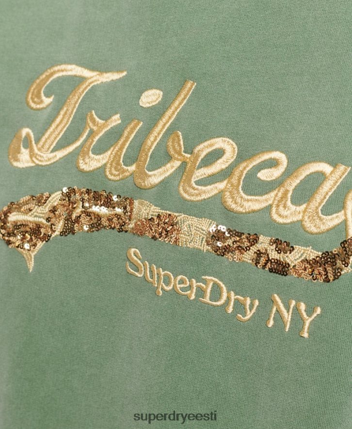 Superdry naised Vintage logoga linnaosa meeskonna dressipluus B2LT46112 Riietus roheline