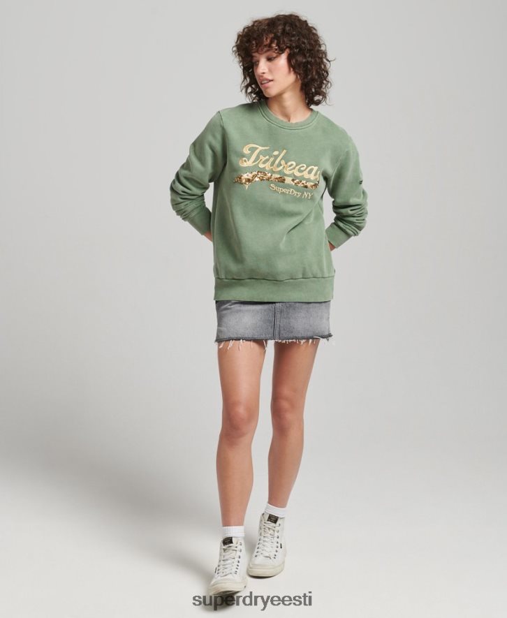 Superdry naised Vintage logoga linnaosa meeskonna dressipluus B2LT46112 Riietus roheline