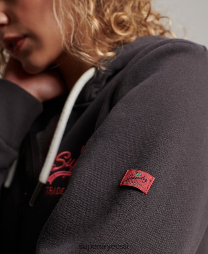 Superdry naised Vintage logoga neoontõmblukuga kapuuts B2LT42143 Riietus tumehall
