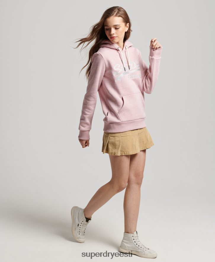 Superdry naised Vintage logoga stsenaariumiga kollegiaalne kapuuts B2LT42276 Riietus roosa