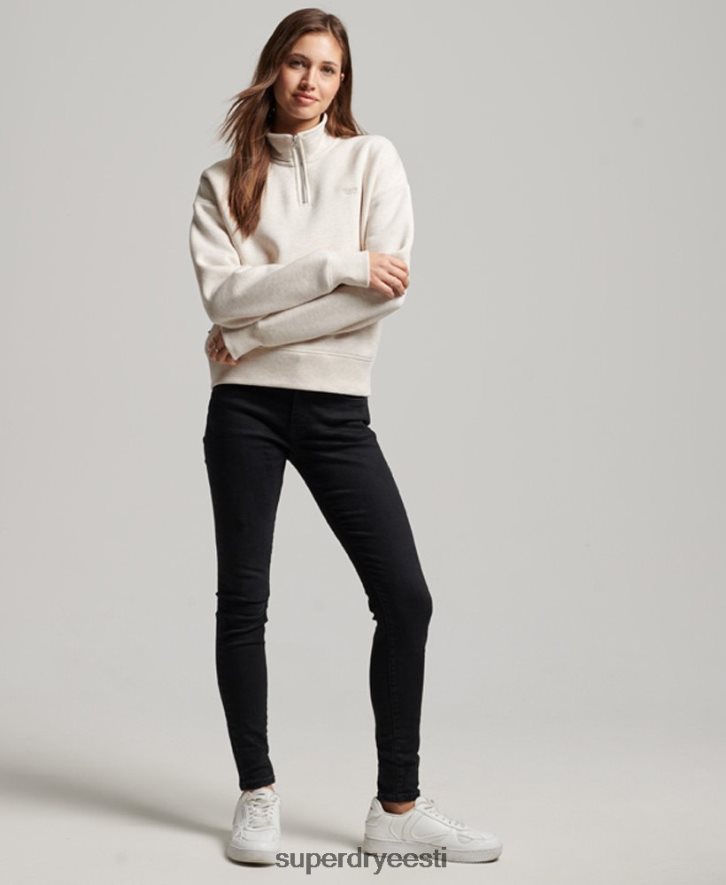 Superdry naised Vintage logoga tikitud Henley top B2LT43465 Riietus kreem