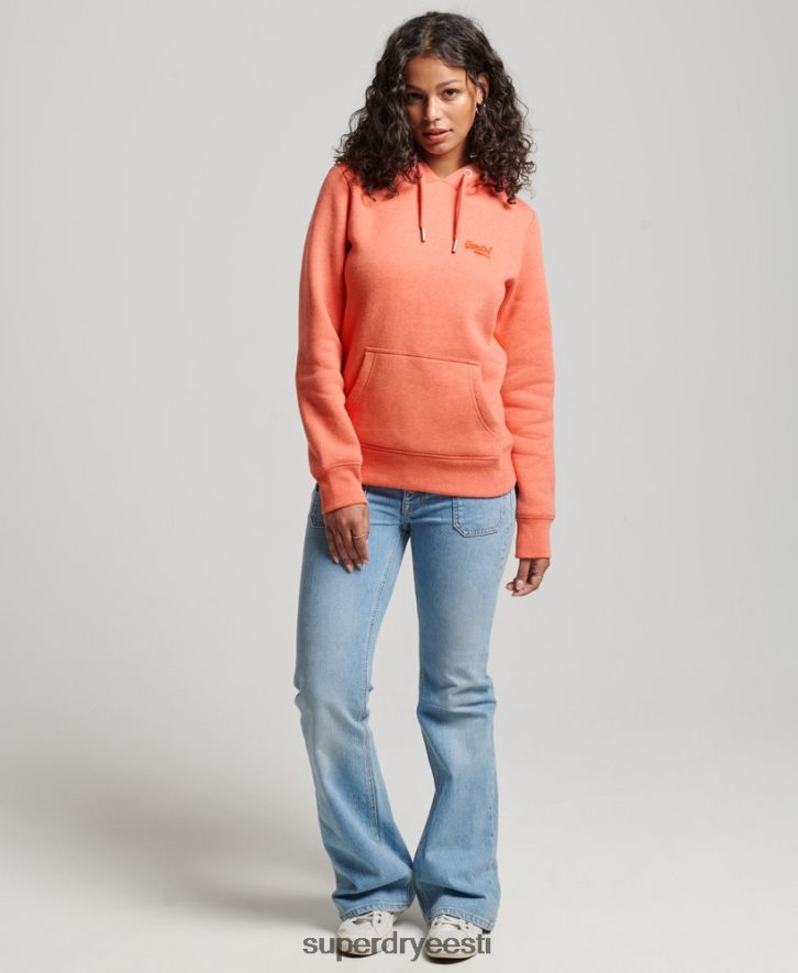 Superdry naised Vintage logoga tikitud kapuuts B2LT43358 Riietus korallid