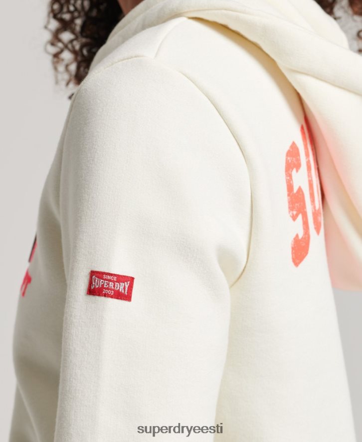 Superdry naised Vintage sportlik lukuga kapuuts B2LT42251 Riietus valge