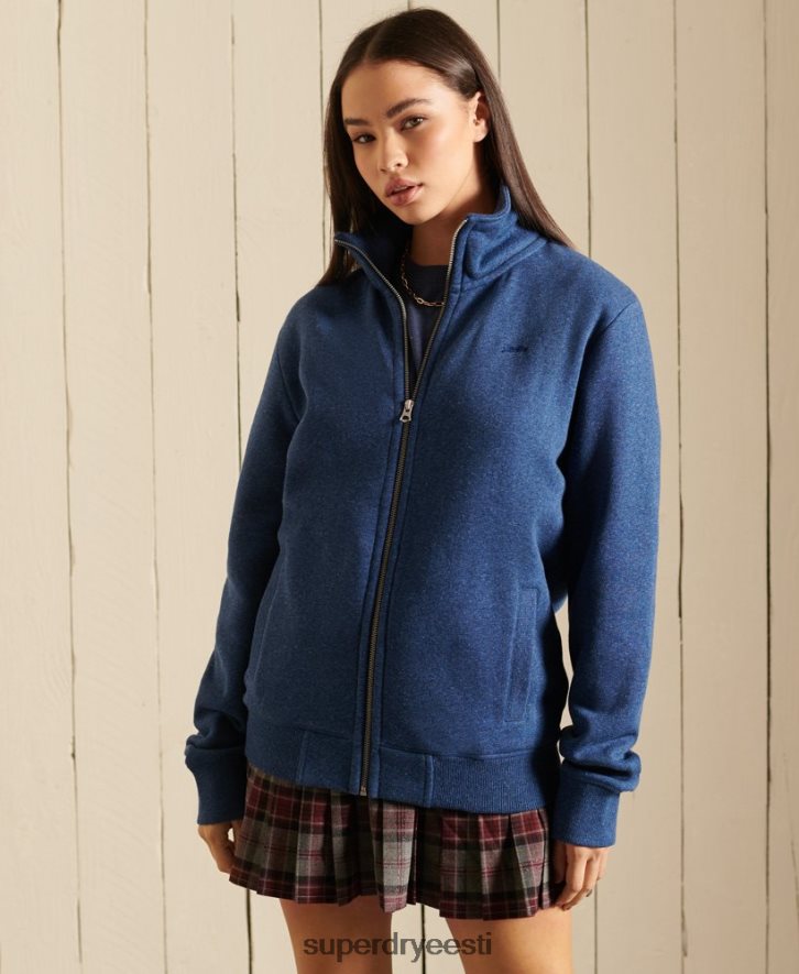 Superdry naised avara istuvusega vintage logoga tikitud lukuga ülaosa B2LT46159 Riietus sinine