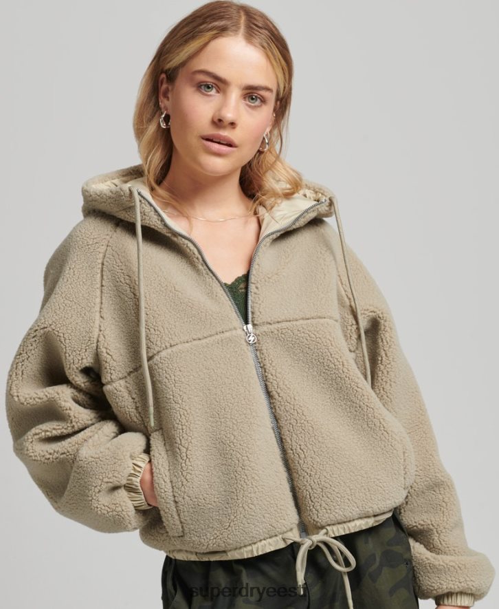 Superdry naised borg lukuga läbitav kapuuts B2LT45771 Riietus beež