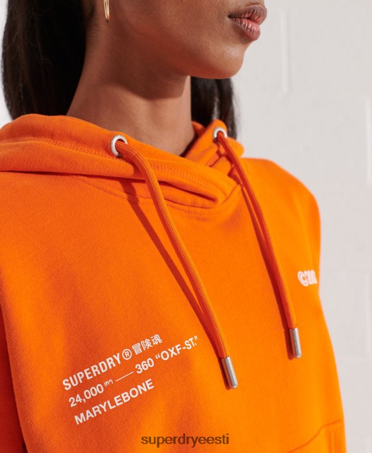 Superdry naised cooperate logo crop hoodie B2LT46145 Riietus oranž