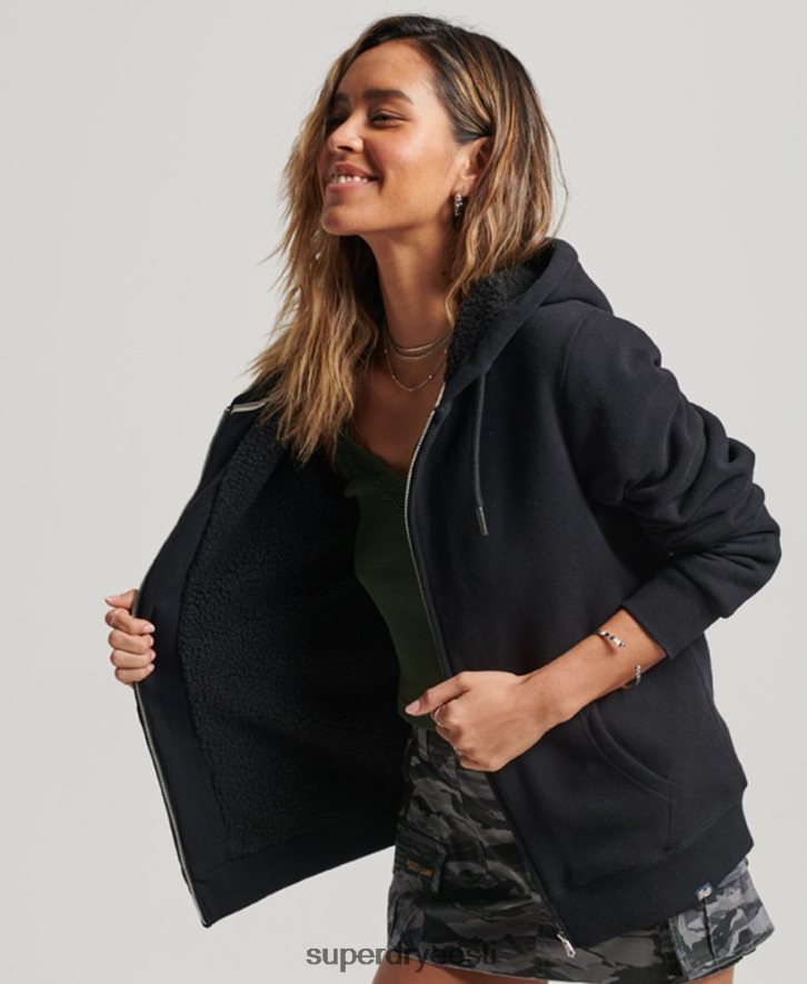 Superdry naised hädavajalik borgi voodriga lukuga kapuuts B2LT45741 Riietus must