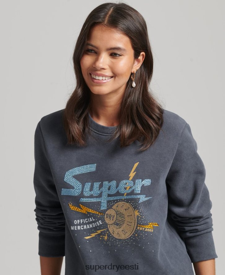 Superdry naised kaubamärgiga metallist dressipluus B2LT46037 Riietus must