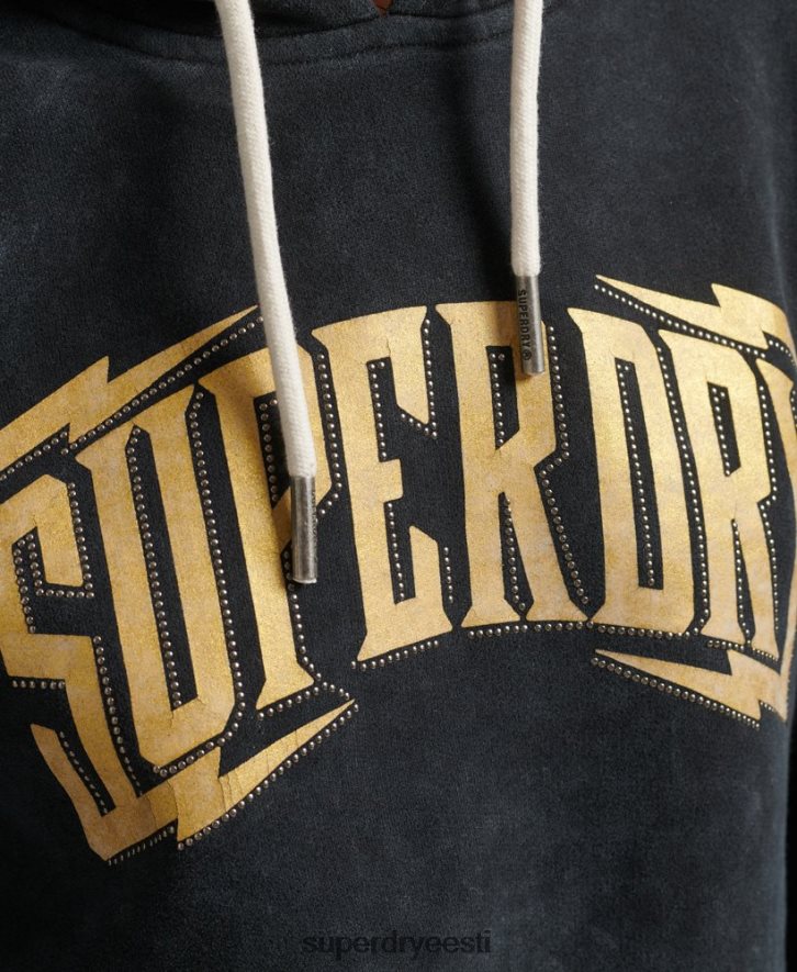 Superdry naised kaubamärgiga metallist kapuuts B2LT45783 Riietus must