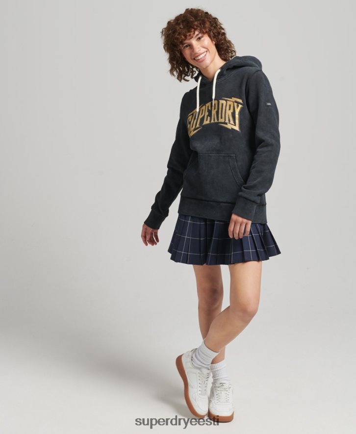 Superdry naised kaubamärgiga metallist kapuuts B2LT45783 Riietus must