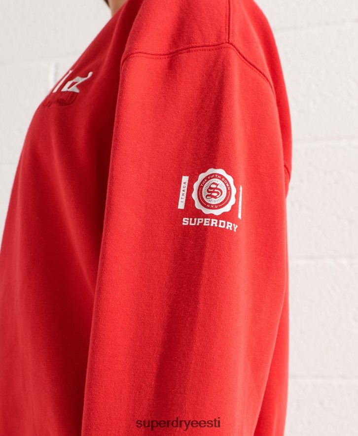 Superdry naised kolledži graafiline ülisuur meeskonna dressipluus B2LT45838 Riietus punane