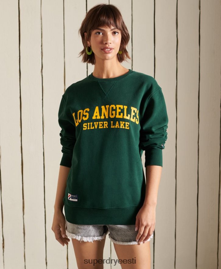 Superdry naised kolledži graafiline ülisuur meeskonna dressipluus B2LT46162 Riietus roheline