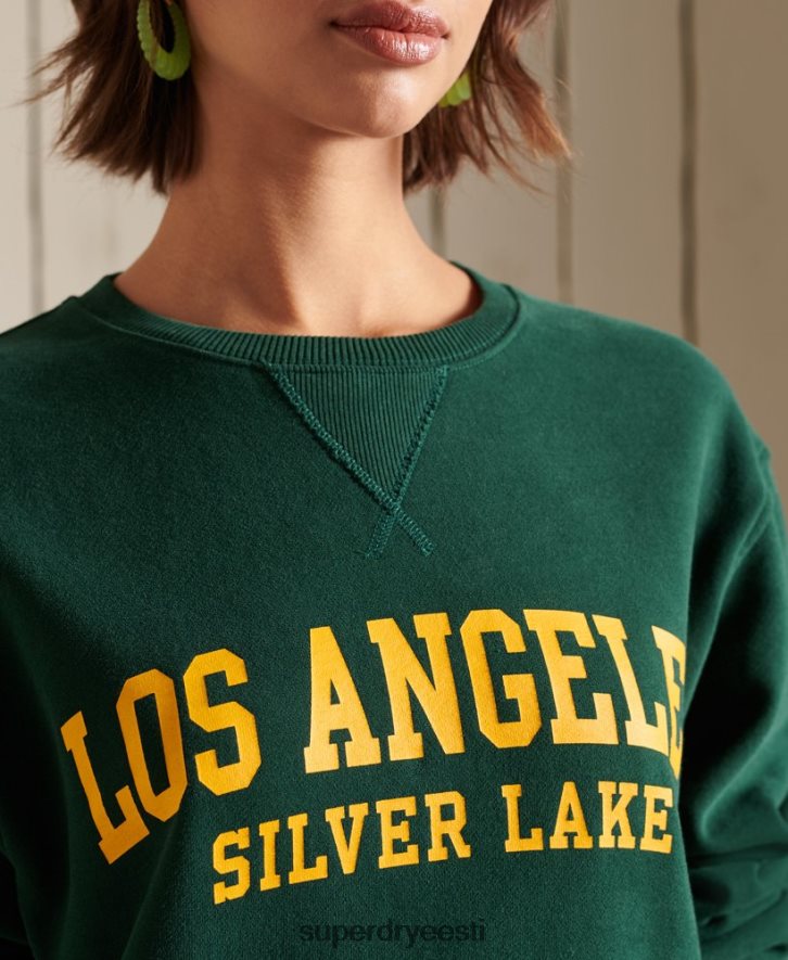 Superdry naised kolledži graafiline ülisuur meeskonna dressipluus B2LT46162 Riietus roheline