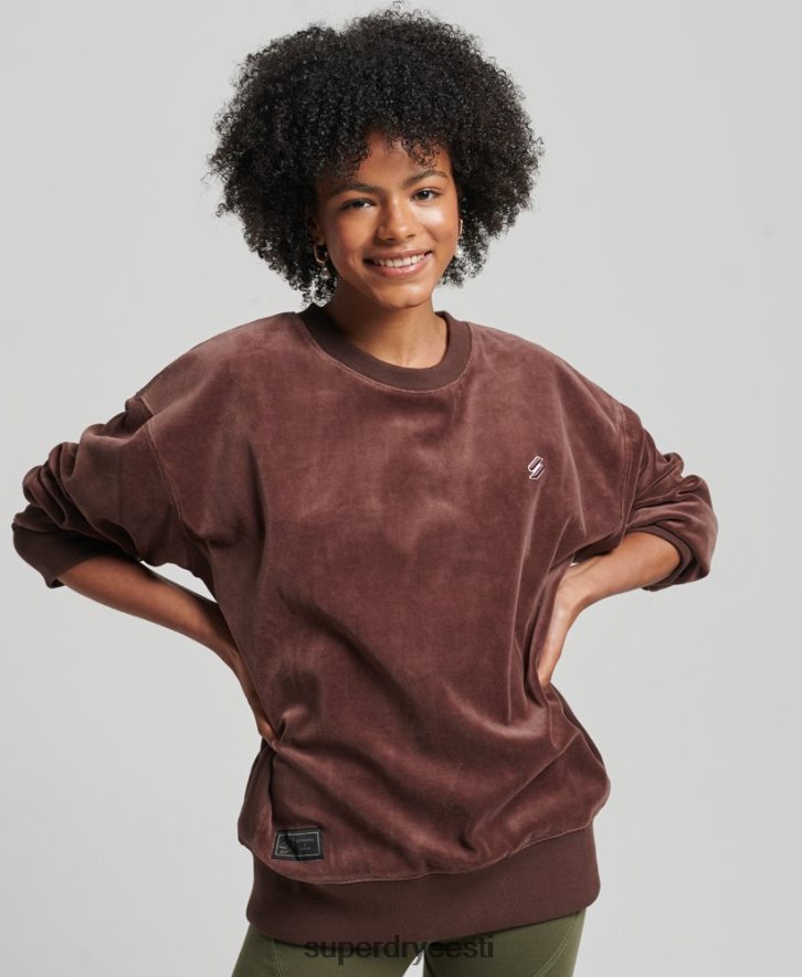 Superdry naised koodi s logo veluur ülegabariidiline meeskond B2LT45856 Riietus pruun