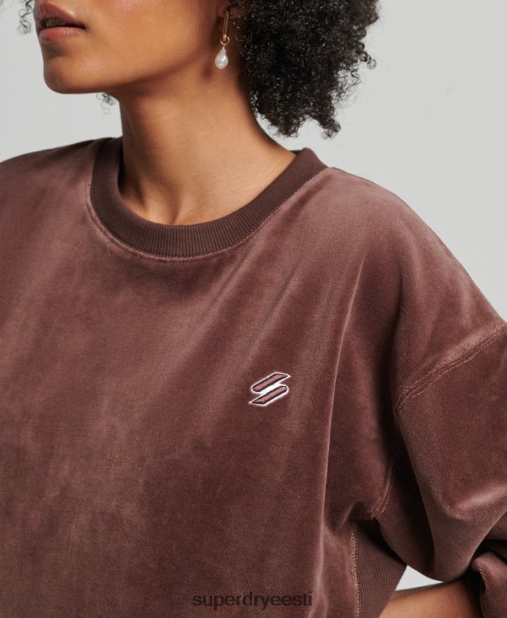 Superdry naised koodi s logo veluur ülegabariidiline meeskond B2LT45856 Riietus pruun