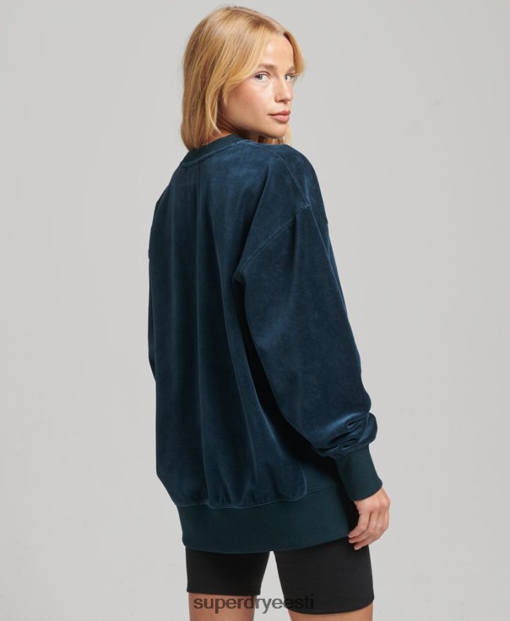 Superdry naised koodi s logo veluur ülegabariidiline meeskond B2LT45925 Riietus tumesinine