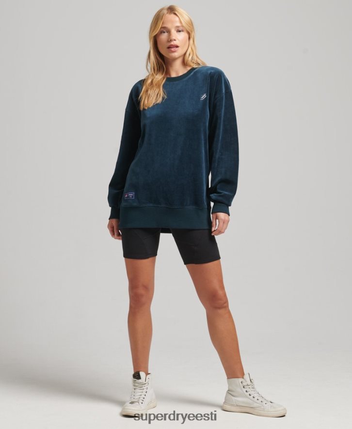 Superdry naised koodi s logo veluur ülegabariidiline meeskond B2LT45925 Riietus tumesinine