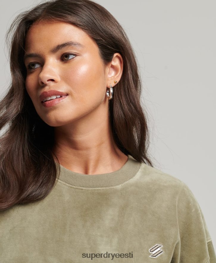 Superdry naised koodi s logo veluur ülegabariidiline meeskond B2LT46013 Riietus khaki