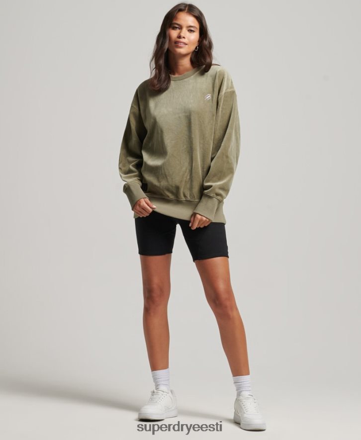 Superdry naised koodi s logo veluur ülegabariidiline meeskond B2LT46013 Riietus khaki