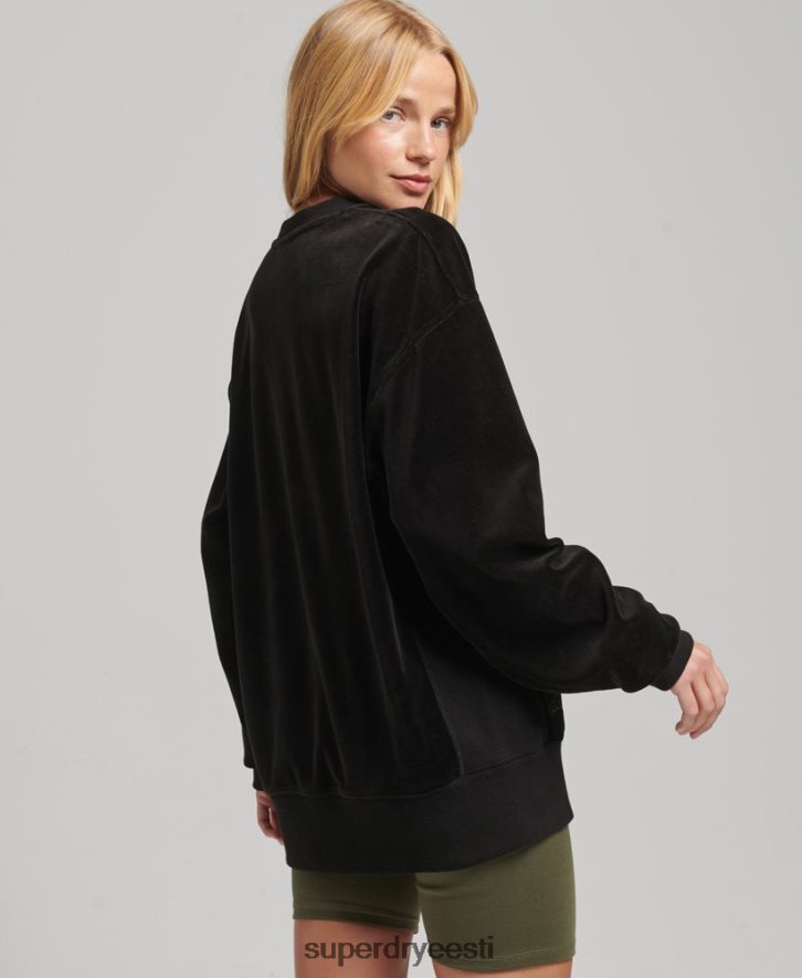 Superdry naised koodi s logo veluur ülegabariidiline meeskond B2LT46090 Riietus must