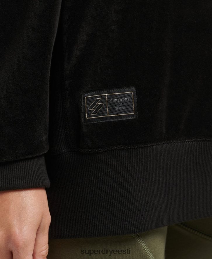 Superdry naised koodi s logo veluur ülegabariidiline meeskond B2LT46090 Riietus must