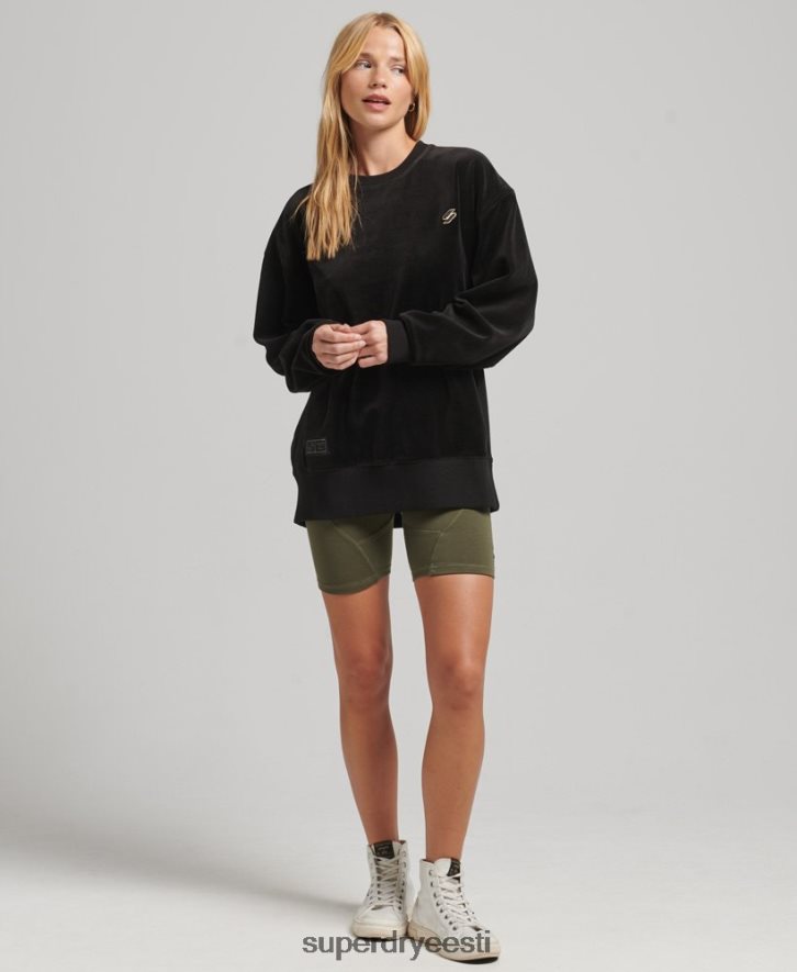Superdry naised koodi s logo veluur ülegabariidiline meeskond B2LT46090 Riietus must