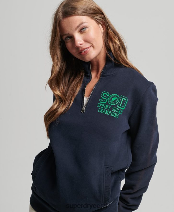 Superdry naised ülegabariidiline kergejõustiku pool lukuga trall B2LT46035 Riietus merevägi